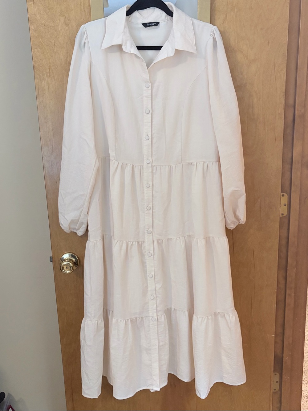 Light Ivory Tiered Button-Front Maxi Dress